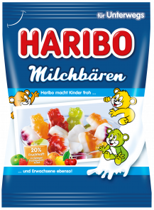 Haribo Milchbären ovocné želé s odstředěným sušeným mlékem a ovocnou šťávou z koncentrátů 85g
